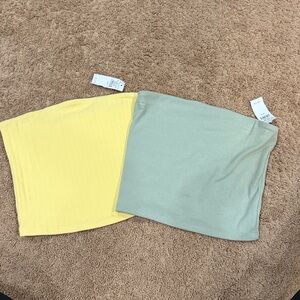 American Eagle Outfitters Tube Tops- set of 2- sage green and light yellow